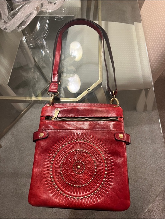 Handbags - PATRICIA NASH Francesca Distressed Leather Crossbody Berry Red